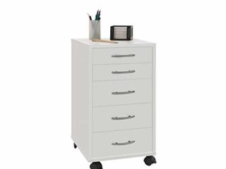 FMD Möbel Freddy Mueble Auxiliar, Cuero, Blanco, 33x38x63.5 cm