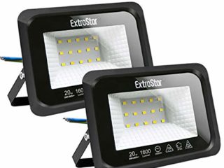 Focos LED exterior 20W Extrastar Potente Luces Led Exterior IP65, Luz de Seguridad Luz fría 6500K para Terraza, Jardín, Patio, Parque, Garaje [Clase de eficiencia energética A+]2 paquetes