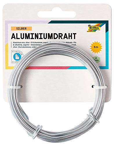 Folia - Alambre de Aluminio para Manualidades, 2 mm x 5 m, Plata