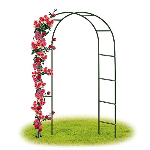 Forever Speed Arco de Rosas Trepadoras ,Decoracion Jardin Arco de Metal para Plantas Trepadoras 240 x 140 x 38 CM /Verde