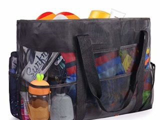 FORMIZON Bolsa Grande de Malla de Playa, Bolsas Compra Reutilizables para Almacenamiento Juguetes, Bolsa Plegable de Compras para Natación, Camping, Compras, Vacaciones Familiares, 70x45x18cm