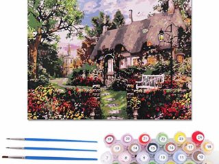 FORMIZON Pintar por Números, DIY Conjunto Completo de Pinturas, DIY Pintar por Numeros para Niños, Pintura por Números con Pinceles y Pinturas Decoraciones del Hogar (Casas)