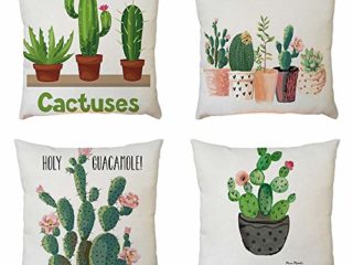 Fossrn 4PC/Conjunto Fundas Cojines 45x45 Geométricas Modernos Funda de Cojines para Sofa Jardin Cama Decorativo (Cactus)