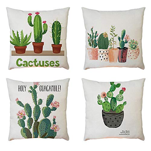 Fossrn 4PC/Conjunto Fundas Cojines 45x45 Geométricas Modernos Funda de Cojines para Sofa Jardin Cama Decorativo (Cactus)