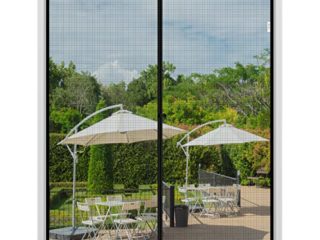 fowong Tela Mosquitera MagnéTica Puerta 200 X 220cm, Corredera Cortina Malla Mosquitera Magnética, Fácil Instalar con Imán Anti-insecto, Sellado Automático, para Puerta de Sala Balcón Terraza, Negro