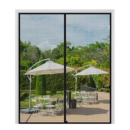 fowong Tela Mosquitera MagnéTica Puerta 200 X 220cm, Corredera Cortina Malla Mosquitera Magnética, Fácil Instalar con Imán Anti-insecto, Sellado Automático, para Puerta de Sala Balcón Terraza, Negro