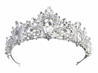 FRCOLOR Corona de La Tiara de La Boda Corona Barroca Vintage Novia Diamantes de Imitación Corona Flor Diadema Cabello Aros Novia Tocado para Banquete de Boda (Astilla)