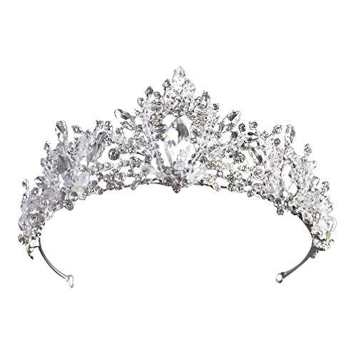 FRCOLOR Corona de La Tiara de La Boda Corona Barroca Vintage Novia Diamantes de Imitación Corona Flor Diadema Cabello Aros Novia Tocado para Banquete de Boda (Astilla)