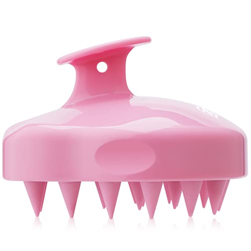 FReatech Masajeador Cuero Cabelludo [Mojado & Seco], Cepillo Pelo de Silicona para Champú y Masaje Cabeza, Limpieza Profunda y Cuidado, Exfoliación Suave y Estimula Crecimiento del Cabello, Rosado