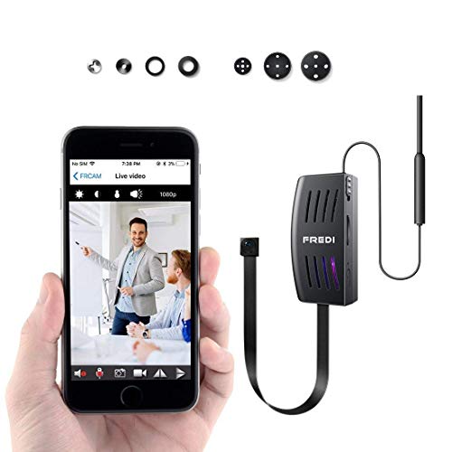 FREDI IP Cámara Cámara Espía/Oculta HD 1080P Spy Mini WiFi Cámara P2P Portátil Inalámbrico/Detección de Movimiento Cámara de Vigilancia Admite Tarjeta de hasta 128 GB(no Incluye) Camara de Seguridad