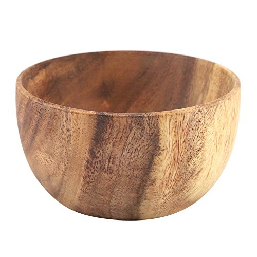 Frutero Cocina - Cuenco de ensalada de madera de acacia sólido, Frutero de madera hecho a mano, Utensilios de cocina, para ensalada, sopa, arroz (tamaño : 13 7 cm)