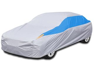 FSGRICH Funda para Coche Exterior del Coche Impermeable Cubierta Coche,Anti-UV Transpirable Resistente al Polvo Lluvia Rasguño Nieve al Aire Libre (Plata, 490x190x150cm)…