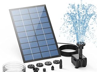 Fuente Solar AISITIN, Bomba de Estanque Solar DIY de 2.5 W, Actualización 2021 con tubería de agua de 1,2 m Fuente solar con 6 Estilo, para estanque de jardín, baño de pájaros, pecera