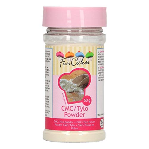FunCakes CMC - Polvo Tylo: Para Endurecer el Fondant para Modelar, hacer Pegamento Comestible. 60g