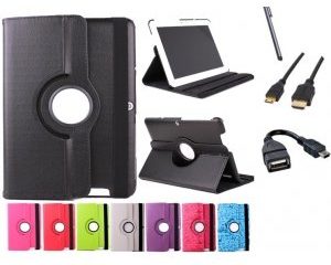 Funda giratoria para Tablet Bq Edison 3 Quad Core 10.1" Color: Rosa Fucsia + Accesorios