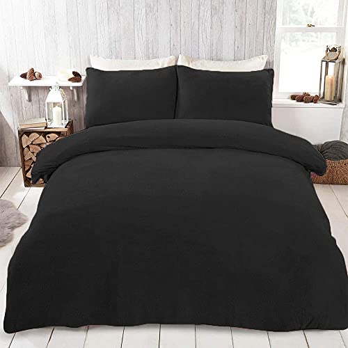 Funda Nórdica Negra Funda Nórdica Reversible De Forro Polar Ropa De Cama De Microfibra Suave con 2 Fundas De Almohada 200x200cm