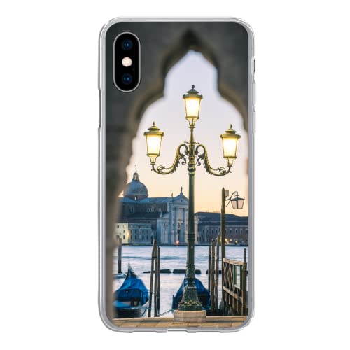 Funda para iPhone X - Puerta - Poste de luz - Venecia - Funda de Silicona/Funda Blanda para teléfono móvil