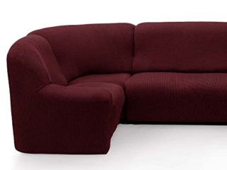 Funda para Rinconera Elasticas de Calidad. Fundas Sofa Esquinero. Protector Sofa Esquinero Confort Suavidad. Marcela Color Burdeos Funda Sofa Esquina