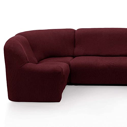 Funda para Rinconera Elasticas de Calidad. Fundas Sofa Esquinero. Protector Sofa Esquinero Confort Suavidad. Marcela Color Burdeos Funda Sofa Esquina