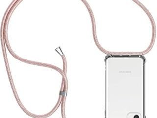Funda para Samsung Galaxy A52 / Samsung Galaxy A52S 5G con Cuerda, Carcasa Transparente TPU Suave Silicona Case con Correa Colgante Ajustable Collar Correa de Cuello Cadena Cordón Case, Oro Rosa
