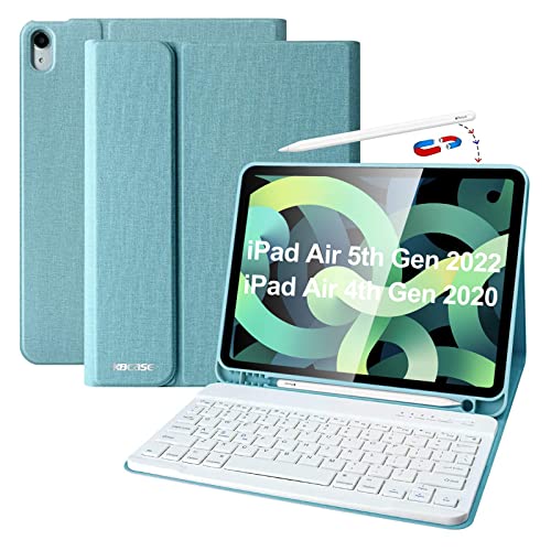 Funda Teclado iPad Air 2022, Funda iPad 4/5 con Ranura para Lápiz y Español (Incluye Letra Ñ) Teclado Bluetooth Inalámbrico Desmontable para iPad Air 10.9/iPad Pro 11 2018/A2588/A2589/A2591