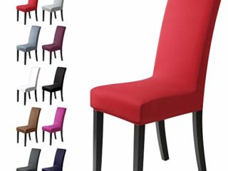 Fundas para sillas Pack de 4 Fundas sillas Comedor Fundas elásticas, Cubiertas para sillas,bielástico Extraíble Funda, Muy fácil de Limpiar, Duradera (Paquete de 4, Rojo)