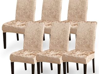 Fundas Sillas de Comedor, Fundas Universales de Terciopelo Elástico para Sillas, Fundas para Sillas con Respaldo Alto Extraíbles y Lavables Juego de 4 o 6