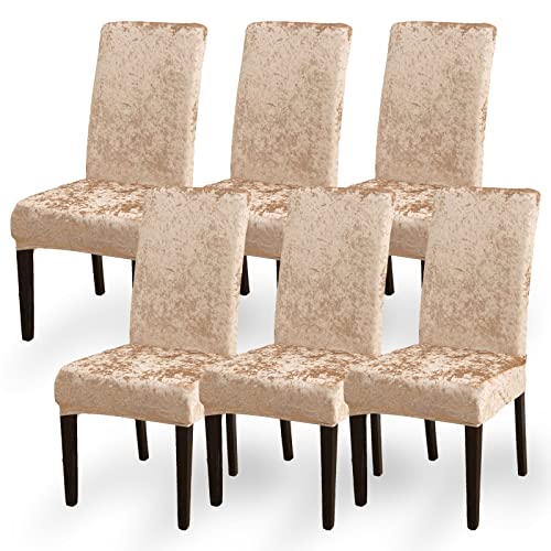 Fundas Sillas de Comedor, Fundas Universales de Terciopelo Elástico para Sillas, Fundas para Sillas con Respaldo Alto Extraíbles y Lavables Juego de 4 o 6