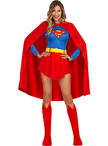 Funidelia | Disfraz de Supergirl Oficial para Mujer Talla L ▶ Kara Zor-El, Superhéroes, DC Comics - Color: Rojo - Licencia: 100% Oficial - Divertidos Disfraces y complementos