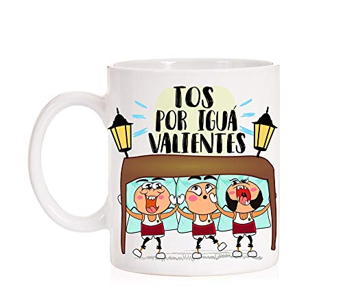 FUNNY CUP Taza Tos por Igua Valientes. Semana Santa, Costalero. Taza Divertida para Nazarenos, cofrades, penitentes, capillitas. (Tos por igua)