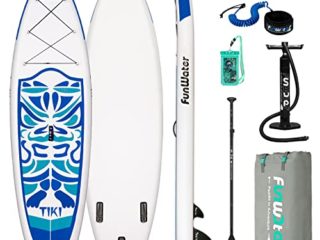 FunWater Juego de tabla de paddle surf hinchable, 320x83x15cm, ultraligera para todos niveles de dificultad, tabla paddle surf, remo ADJ, hinchador, mochila viaje ISUP, correa, bolsa impermeable