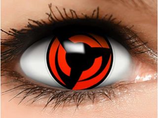 FUNZERA®[Sharingan] Lentillas de Colores Hatake Kakashi + recipiente para lentes de contacto, sin dioptrías pack de 2 unidades - cómodas y perfectas para Halloween, Cosplay sin corregir