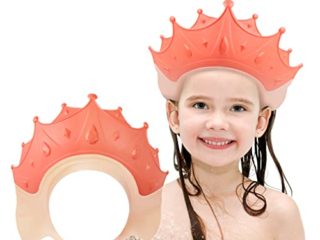 FUSACONY Gorro de Ducha Bebé, Ajustable para Gorro de Ducha para Bebés Gorro de Baño para Bebés, Protege Los ojos y las orejas para Niños,Visera Baño Bebé, de 6 Meses a 9 Años (Rosa)