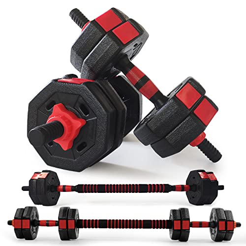 FUSIYU Mancuernas Ajustables con Pesas Barra, 2 En 1 De Dumbbell con Barras ConexióN, Baratas Equipo Fitness Desmontable, Pesas y Mancuernas 10KG