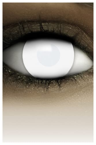 FXCONTACTS Lentes de contacto de Halloween de color, lentilla de motivo blanco, 1 par, un solo uso sin receta, disfrazarse como un DEAD ZOMBIE
