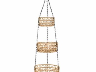 G.a HOMEFAVOR Frutero Colgante, 3 Pisos Cesta Colgante de Frutas Verduras para la Cocina, Soporte Colgante para Fruta, Natural