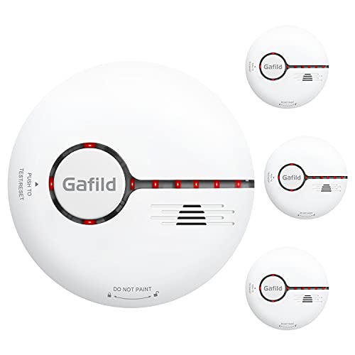 Gafild 3-Pack Detector de Humo, Alarma de Humo con Gran Botón Batería Reemplazable, Alarma de Incendios con Sensor Fotoeléctrico Certificada TÜV EN14604