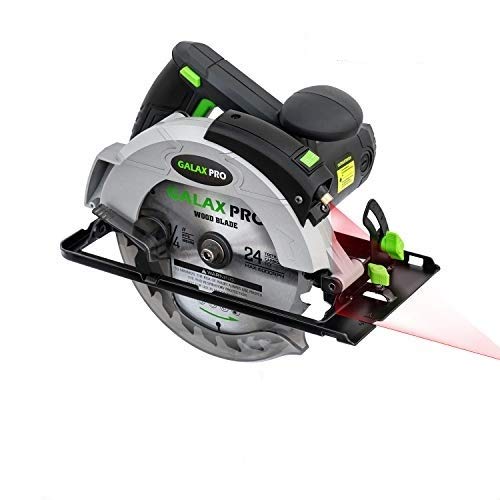 GALAX PRO Sierra Circular, 1400W 5500RPM Sierra Eléctrica, Corte 62mm (90°), 42mm (45°), Hoja 185mm,Guía Laser,Guía de Metal, Motor de Cobre Puro, Madera, Metal Delgado, Plástico/GP76321L