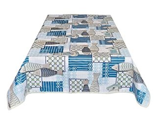 Galitex - Mantel Hule, Ribete Cosido, diseño Moderno, Impermeable. Uso Interior y Exterior, Fabricado en EU (Mediterraneo, 140 x 200 cm)