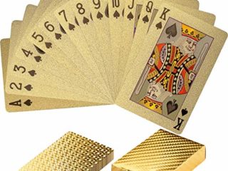 GAMES PLANET Maxstore Design Plastic Poker Cartas 100% Impermeable Juego de Mesa de Naipes de plástico Resistente a Las lágrimas, Cubierta Color Puro Oro