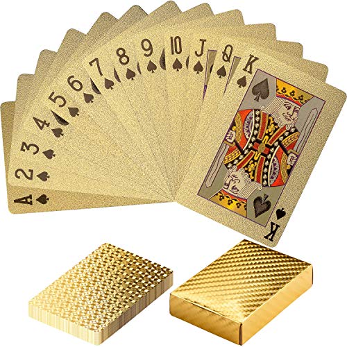GAMES PLANET Maxstore Design Plastic Poker Cartas 100% Impermeable Juego de Mesa de Naipes de plástico Resistente a Las lágrimas, Cubierta Color Puro Oro