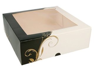 García de Pou 204.70 Cajas Pastelería con Ventana 275 G/M2, 23 x 23 x 7.5 cm, Set de 50, Blanco