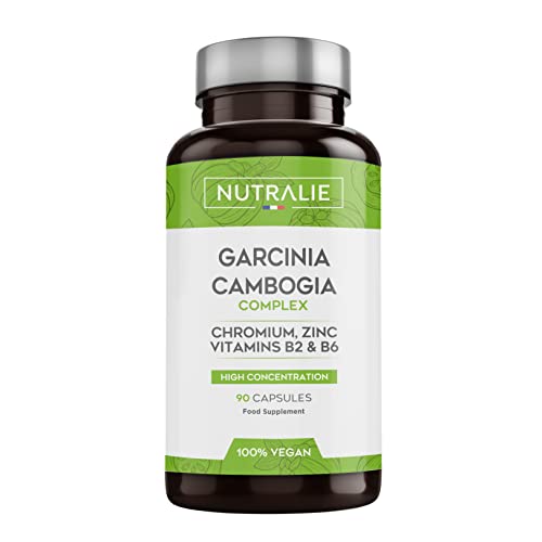 Garcinia Cambogia 2000 mg 60% HCA - Picolinato de Cromo, Zinc, Vitaminas B2 y B6 | 90 Cápsulas Veganas Nutralie
