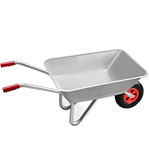 Gardebruk Carretilla de acero galvanizado 80L 100kg Carro de transporte para jardinería y obras diarias