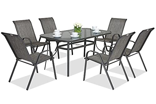 Garden Point Modena 6 de Acero Atracita | Elegante Juego de Muebles para Cada jardín.