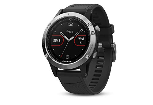 Garmin Fenix 5 Plata con Banda Negra 47 mm Premium Multisport GPS y GLONASS (Reacondicionado)