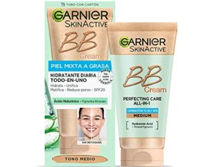 Garnier Bb Cream Matificante Para Pieles Mixtas A Grasas, Con Spf 25, Ácido Hialuróico, Extracto De Aloe Vera Y Pigmentos Minerales, Hidrata, Unifica, Corrige E Ilumina Piel 50 Ml- Tono Medio