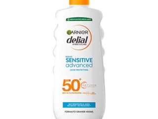 Garnier Delial Sensitive Advanced - Leche Solar para Pieles Claras, Sensibles e Intolerantes al Sol, Alta Protección IP50+ - 400 ml