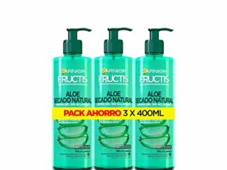 Garnier Fructis - Aloe Secado Natural, Gel Crema sin Aclarado, Pelo Normal, Largo, P ack de 3 X 400 ml