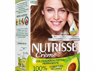 Garnier Nutrisse Creme Coloración Nutritiva Permanente, Tinte 100% Cobertura de Canas con Mascarilla Nutritiva de 4 Aceites - Tono 6.41 Marrón Intenso